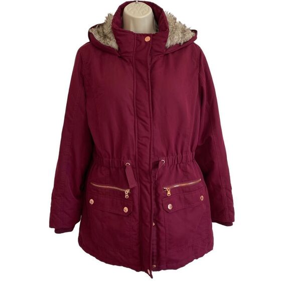 JUSTICE Faux Fur Lined Maroon Winter Parka